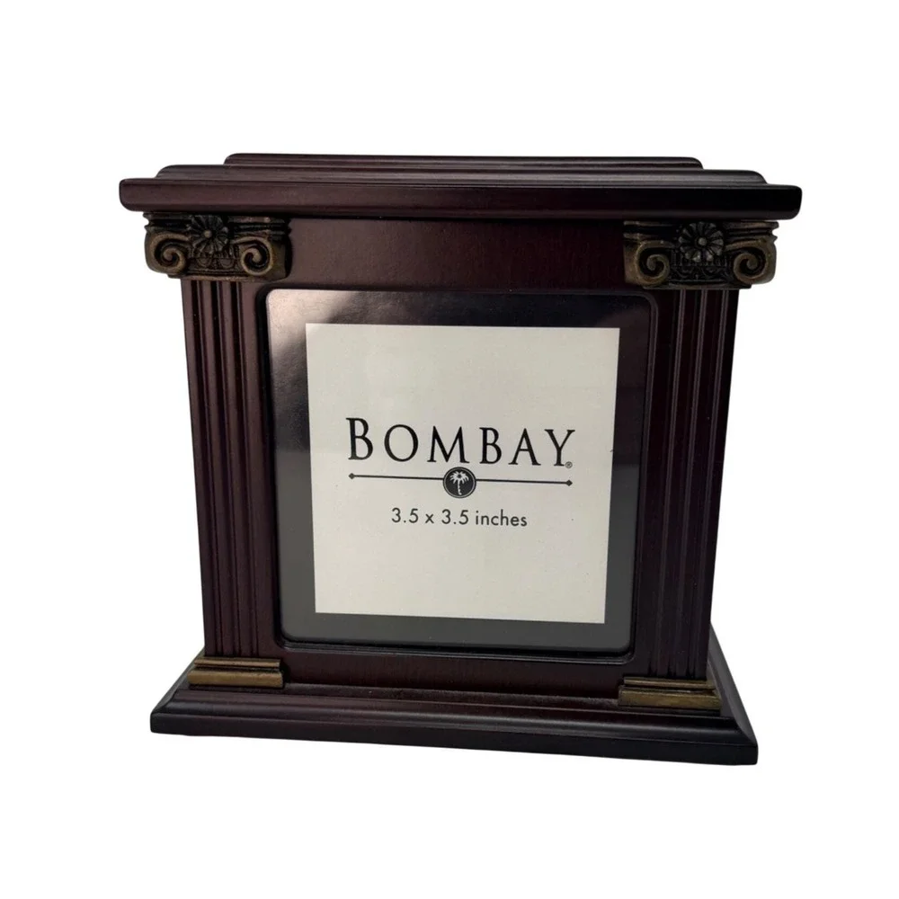 Vintage Bombay Company Photo Cube Box Wood Picture Display Storage New Old Stock